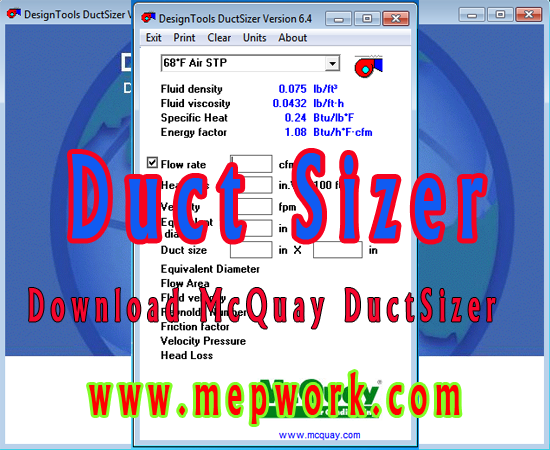 mcquay duct sizer online